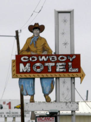 Amarillo Tx Old Route 66 Sign  - Cowboy Motel
