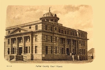 Amarillo, Texas -  1906 Potter County courthouse, old post card
