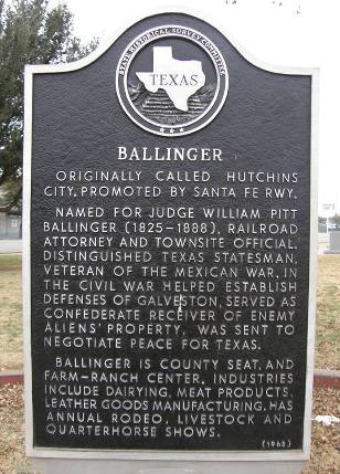 Ballinger Tx - Ballinger  Historical Marker