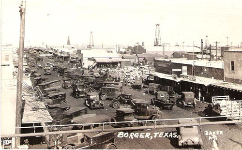 Borger, Texas downtown traffic,  old photo
