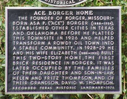 Borger Tx - Ace Borger Home historical marker