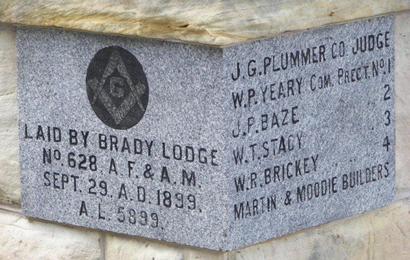 McCulloch County courthouse cornerstone, Brady Texas