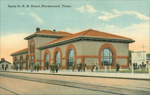 Brownwood, Texas - Santa Fe R. R. Depot, old  post card