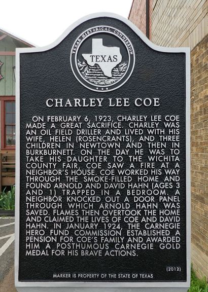 Burkburnett TX - Charley Lee Coe historical marker