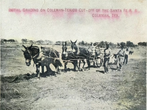 Coleman TX - Initial grading on Coleman-Texico Cut-off of the Santa Fe R.R., 1912