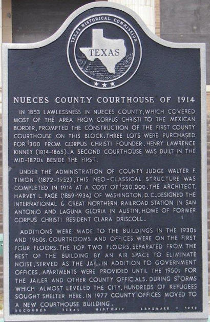 TX - Nueces County 1914 Courthouse Historical Marker