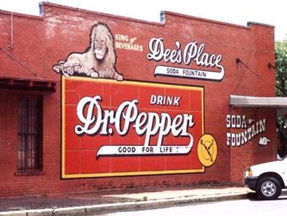 Dr. pepper painted sign in Corsicana Texas
