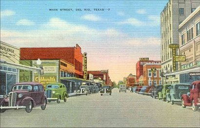 Del Rio Texas Main Street old post card