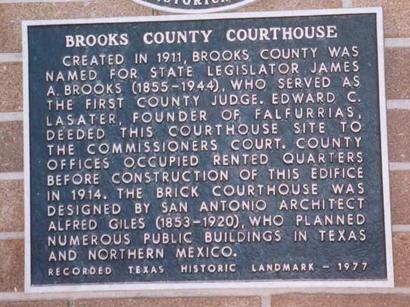 Falfurrias Texas - Brooks County courthouse historical marker