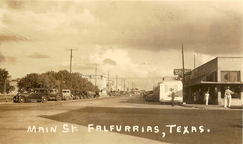 Falfurrias Texas main street, 1940 post card