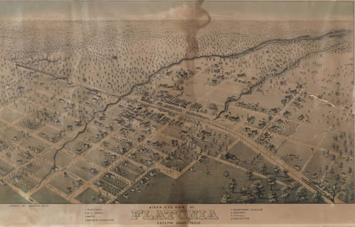 Flatonia Texas - Bird's Eye View 1881