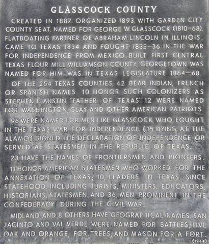 Garden City, TX, Glasscock County historical marker 