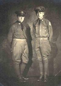 Two young men in military  academy uniform
