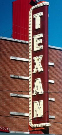 Greenville Texas Texan Theater neon sign