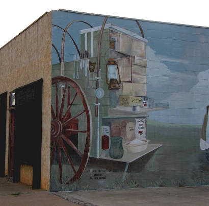 Hale Center Tx Mural - Wagon - "Western Cuisine" detail