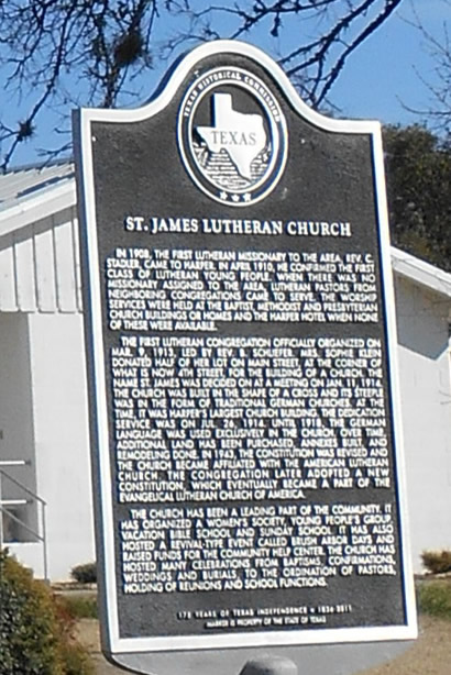 Harper TX -  St. James Lutheran Church Historical Marker 
