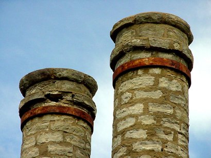 Old Baylor Ruins close up, columns in Old Baylor Park, Independence Texas