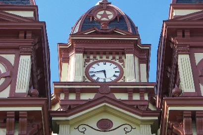 The 1894 Caldwell County Courthouse clock tower, Lockhart, Texas