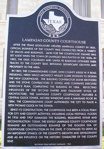 Lampasas County Courthouse marker, Lampasas Texas