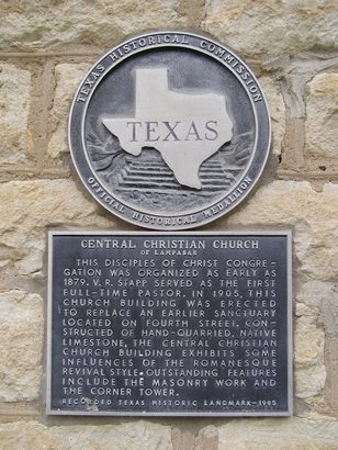 Lampasas TX - Central Christian Church historical Marker