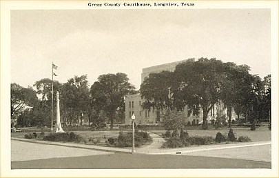 1932  Gregg County Courthouse & courthouse ground, Longview TX old postcard