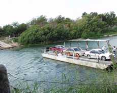 Los Ebanos ferry with cars