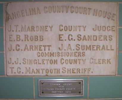 1903 Angelina County courthouse cornerstone , Lufkin Tx