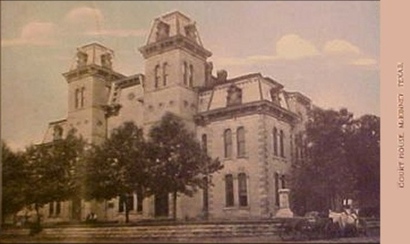 The 1874 Collin County Courthouse in 1908, before remodeling,  McKinney, Texas