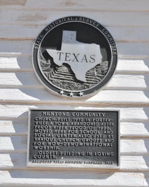 Mentone TX - Church & former schoolhouse  historical marker