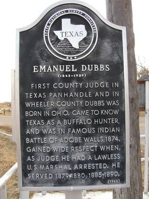 Mobeetie TX - Emanuel Dubbs historical marker