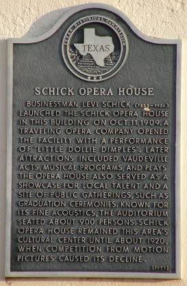 Plainview Tx - Schick Opera House historical marker