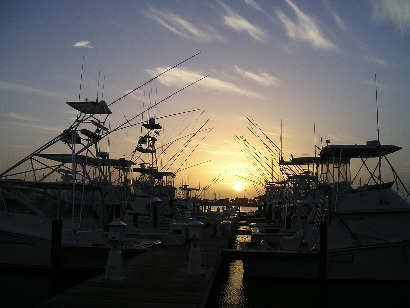 Port Aransas TX - Fishing Boats in Sunset