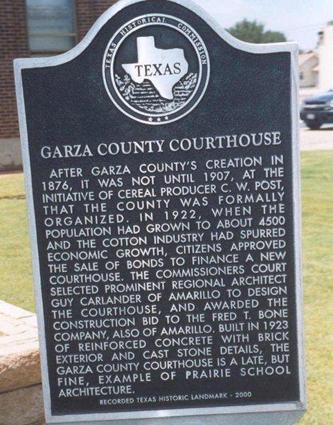  Garza County courthouse  historical marker, Post Texas