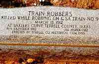 Train robbers tombstone in Texas