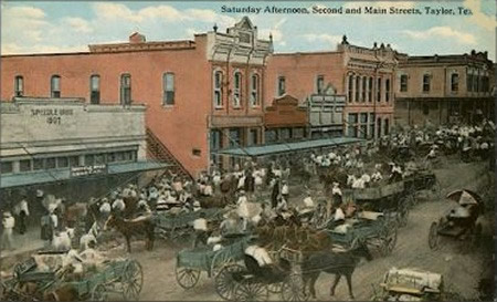Taylor Texas Main Street old postcard
