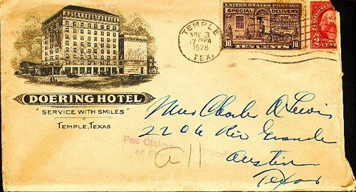 Temple Texas Doering Hotel stationery
