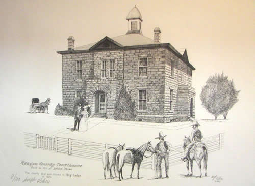 Drawing of 1911 Reagan County courthouse in Stiles, Texas