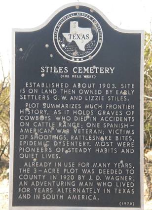 Reagan County TX - Stiles Cemetery historical marker