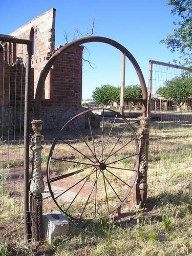 Old wheel gate and fence, Van Horn, Texas