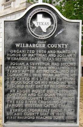 Vernon Tx - Wilbarger County  Historical Marker