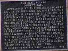 San Jacinto County Jail marker