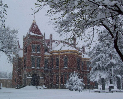 Clarendon TX -  Restored 1890 Donley County Courthouse in snow