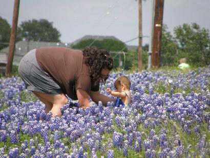 Washington County Texas -  Mother and baby  in bluebonnets