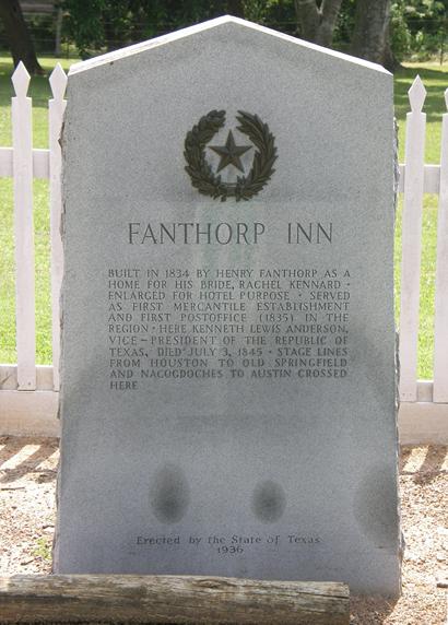 Fanthorp Inn Texas Centennial Marker
