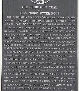 Ft Lancaster TX State Park Chihuahua Trail & Escondido Water Hole Marker