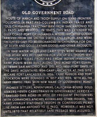 Ft Lancaster Tx Old Government Road historical marker