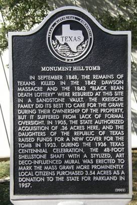 Monument Hill Tx Tomb Historical Marker