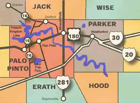 Parker and Palo Pinto CountiesCounty map