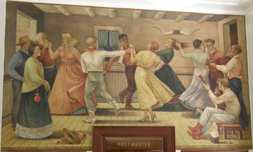 Anson, Texas post office mural  Cowboy  Dance, by Jenne Magafan, 1941  