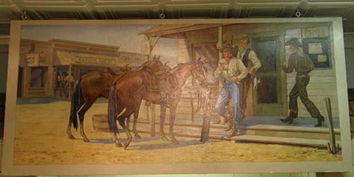 Borger TX 1939 Post Office Mural Big City News by Jose Aceves